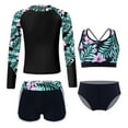 thumbnail image 1 of YONGHS Kids Girls Bathing Suit Swimsuit Swimwear Long Sleeve Rashguard UPF 50+ UV Bikini Tankini Set Black 16, 1 of 5