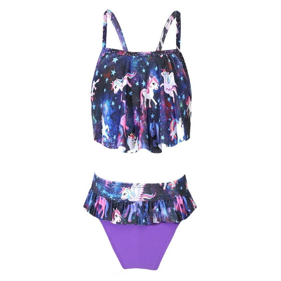 YONGHS Kids Girls Bikini Suit Swimwear Spaghetti Straps Vest Top with Bottom Set 2-10 Black 4