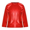 thumbnail image 1 of YONGHS Kids Girls Boys Metallic Shiny Shirt Blouse Jazz Dance Stage Performance Tops Red 7-8, 1 of 7