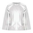 thumbnail image 1 of YONGHS Kids Girls Boys Metallic Shiny Shirt Blouse Jazz Dance Stage Performance Tops Silver 9-10, 1 of 5