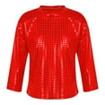 thumbnail image 1 of YONGHS Kids Girls Boys Shiny Sequins Dance Crop Tops T-Shirt Dancewer Jazz Hip-Hop Costume Red 7-8, 1 of 7
