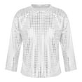 thumbnail image 1 of YONGHS Kids Girls Boys Shiny Sequins Dance Crop Tops T-Shirt Dancewer Jazz Hip-Hop Costume Silver 7-8, 1 of 7
