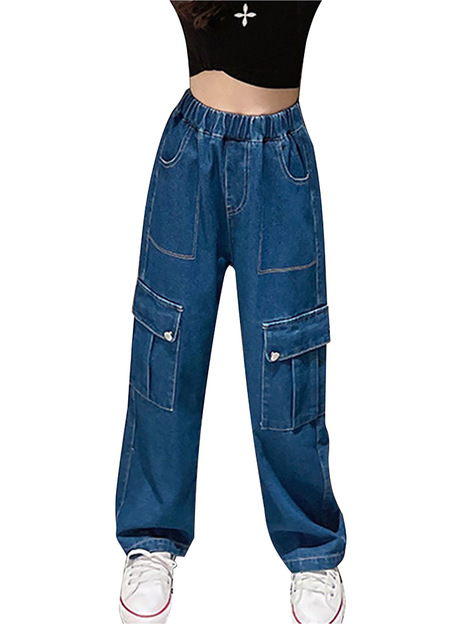 Jeans For Girls Baggy Size 14-16 Girls Jeans Wide Leg Baggy Denim