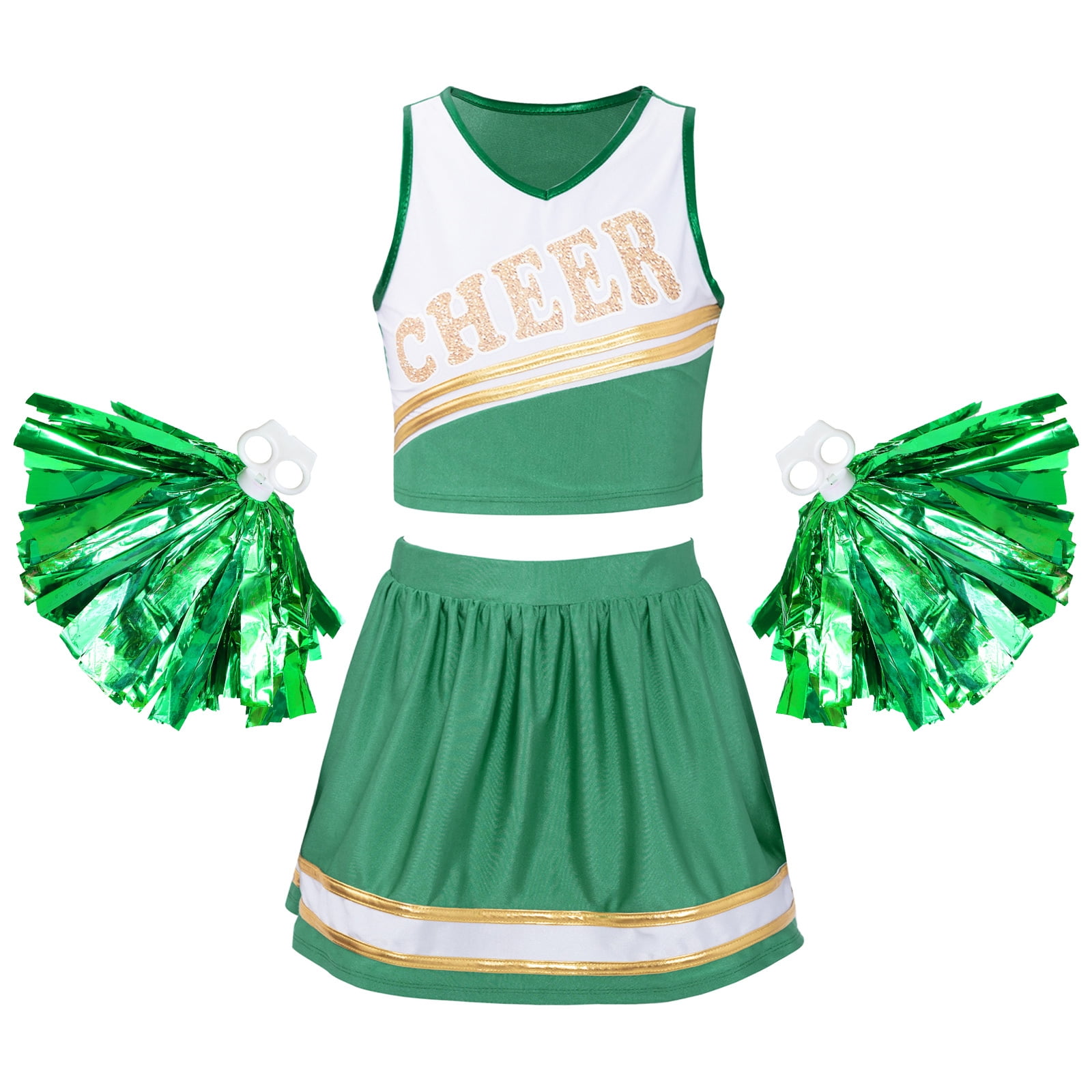 YONGHS Kids Girls Cheer Uniform Cheer Leader Performance Costume Vest ...