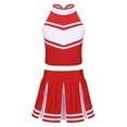 thumbnail image 1 of YONGHS Kids Girls Cheerleading Outfit Sleeveless Tops Pleated Skirt Set 6-16 A Red&White 6, 1 of 7