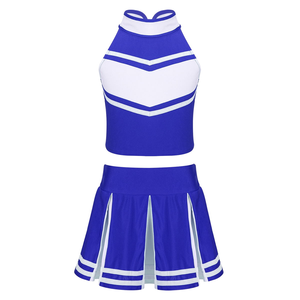 YONGHS Kids Girls Cheerleading Outfit Sleeveless Tops Pleated Skirt Set