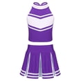 thumbnail image 1 of YONGHS Kids Girls Cheerleading Outfit Sleeveless Tops Pleated Skirt Set 6-16 Purple 16, 1 of 4