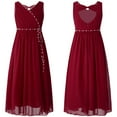thumbnail image 1 of YONGHS Kids Girls Chiffon Party Dress Junior Ball Gown Wedding Bridesmaid Dresses Burgundy 14, 1 of 7