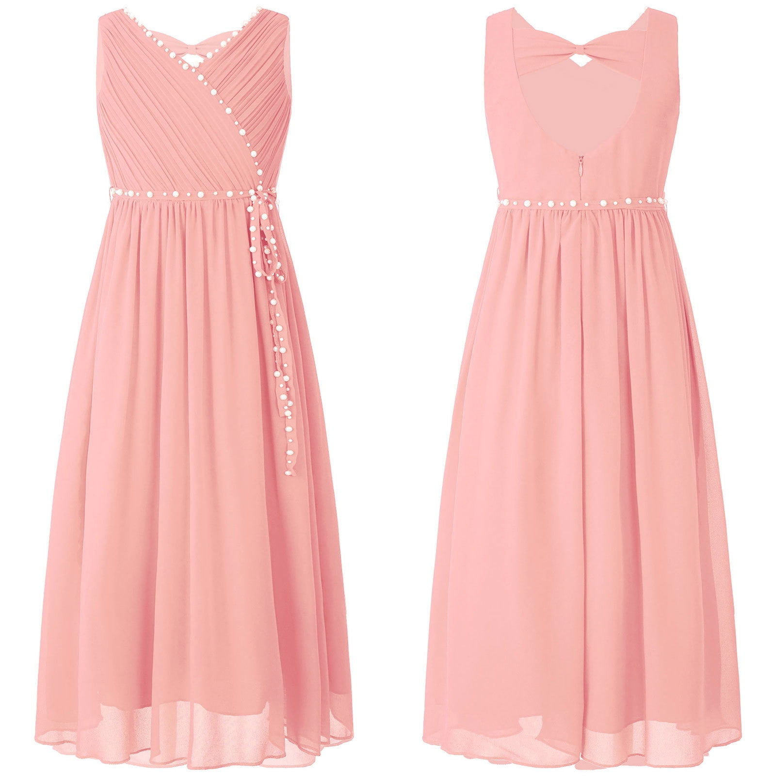 YONGHS Kids Girls Chiffon Party Dress Junior Ball Gown Wedding ...