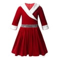 thumbnail image 1 of YONGHS Kids Girls Christmas Figure Ice Skating Dress Long Sleeve Faux Fur Dancewear 4-16, 1 of 7