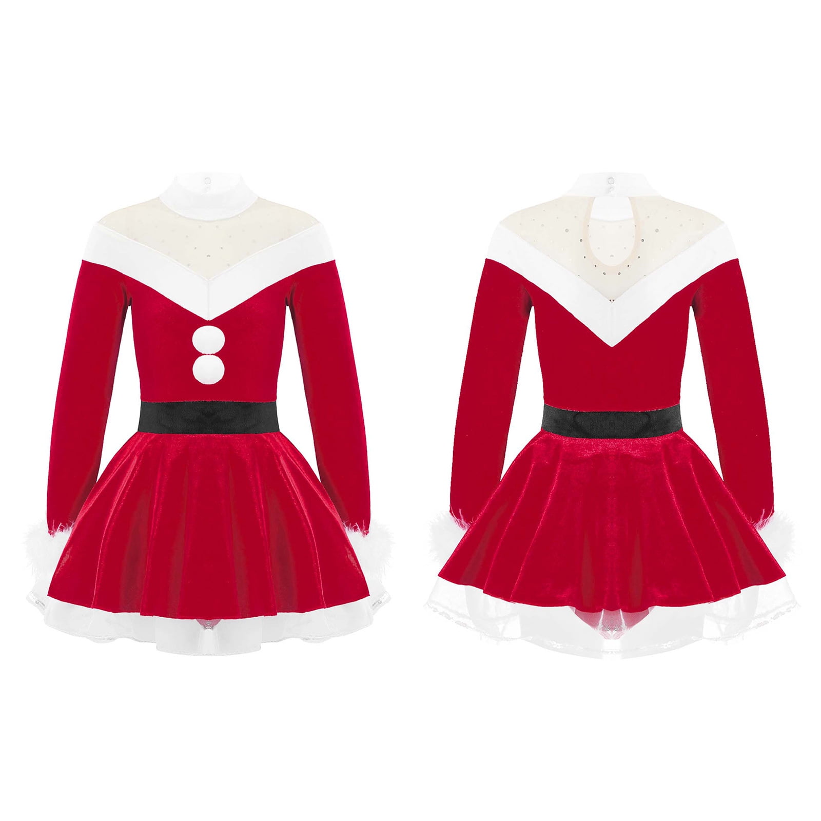 Girls Figure Skating Dress - Half Flute Sleeve Ice Skating Costume With Custom Sizing