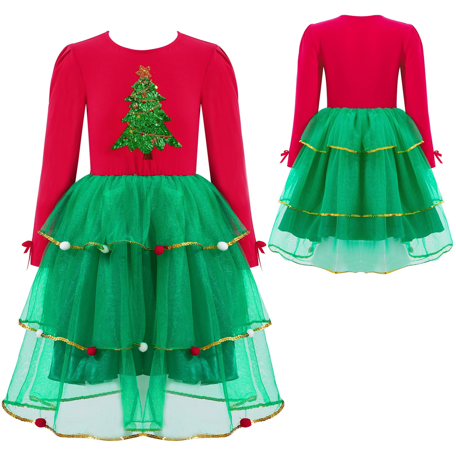 Girls Elf Costume Set - Christmas Dress With Hat, Shoes, Socks & Belt, Sizes 3-11 Years, Holiday Party Outfit - View #6