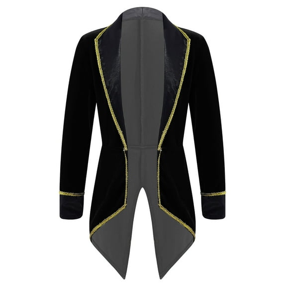YONGHS Kids Girls Circus Ring Master Tuxedo Coat Long Sleeve Tailcoat Jacket Halloween Fancy Outfit Black 14