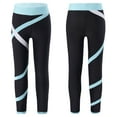 thumbnail image 1 of YONGHS Kids Girls Colorblock Close-fitting Stretchy Ice Skating Tights Leggings Training Competition Pants Light Blue 6, 1 of 7