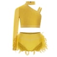 thumbnail image 1 of YONGHS Kids Girls Crop Top with Feather Briefs Modern Jazz Latin Dance Leotard Dress 2 Piece Ballet Dancewear Yellow 10, 1 of 3