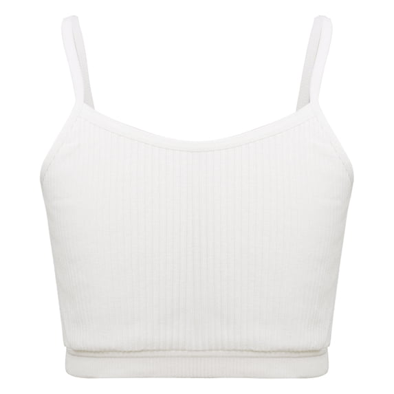 YONGHS Kids Girls Dance Crop Tops Sports Camisole Bras Yoga Training Bra Gymnastics Tank Tops Vest Underwear White 10-12