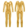 thumbnail image 1 of YONGHS Kids Girls Glossy Metallic Unitard Long Sleeve Bodysuit Ballet Dance Gymnastic Jumpsuit Gold 12, 1 of 5