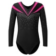 thumbnail image 1 of YONGHS Kids Girls Gymnastic Leotard Rhinestone Long Sleeve Ballet Dance One Piece Unitard Bodysuit Hot Pink 8, 1 of 6
