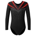 thumbnail image 1 of YONGHS Kids Girls Gymnastic Leotard Rhinestone Long Sleeve Ballet Dance One Piece Unitard Bodysuit Red 6, 1 of 7