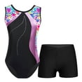 thumbnail image 1 of YONGHS Kids Girls Gymnastics Dance Athletic Outfits Leotard Shorts Set Colorful Heart 3-4, 1 of 7