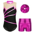 thumbnail image 1 of YONGHS Kids Girls Gymnastics Dance Outfit Ice Skating Leotard Unitard with Shorts Hair Tie Set Hot Pink 16, 1 of 7