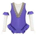 thumbnail image 1 of YONGHS Kids Girls Halloween Circus Ringmater Trapeze Show Costume Sleeveless Leotard with Arm Sleeves 3-14 Lavender 14, 1 of 7