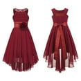 thumbnail image 1 of YONGHS Kids Girls Halter Neck High Low Wedding Bridesmaid Dress Burgundy 10, 1 of 5