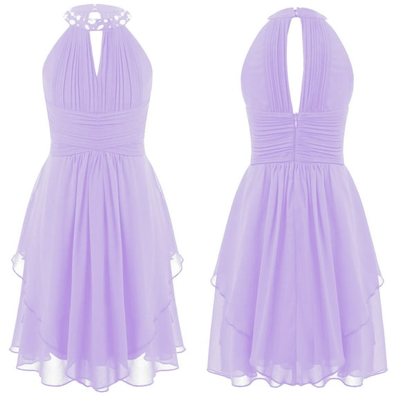 YONGHS Kids Girls Halter Neck Sleeveless Bridesmaid Dress Prom Party Ball Gown