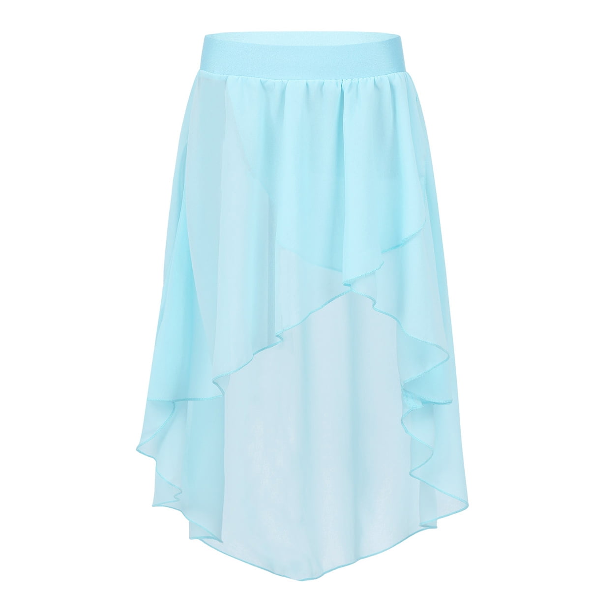 YONGHS Kids Girls High Low Chiffon Ballet Dance Wrap Skirt Ballroom