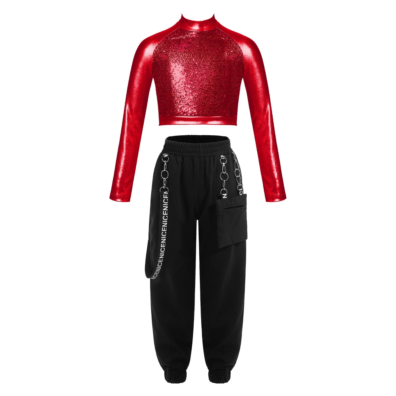 red sequin crop top dance