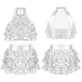 thumbnail image 1 of YONGHS Kids Girls Hip Hop Dancewear Shiny Sequins Halter Neck Crop Top with Skirt Set Silver 7-8, 1 of 6