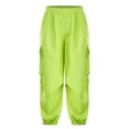 thumbnail image 1 of YONGHS Kids Girls Hip Hop Jazz Dance Cargo Pants Loose Fit Trousers with Pockets Green 130/L, 1 of 7