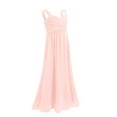 thumbnail image 1 of YONGHS Kids Girls Junior Bridesmaid Chiffon Dress Wedding Pageant Party Maxi Gown 4-16 A Pearl Pink 6, 1 of 5