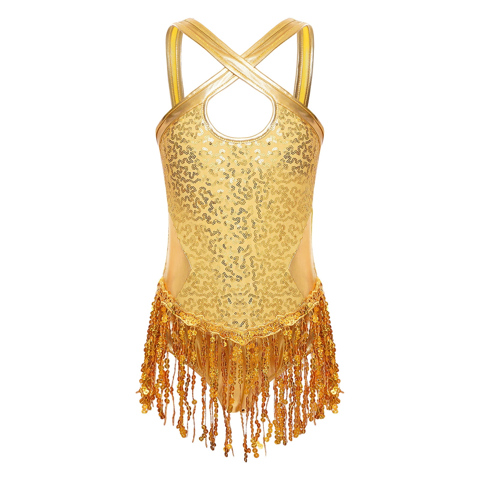 Kids Sequin Fringe Dress Honganda Girls Sequin Fringe Tassel Dress -  Sparkly Sleeveless Party & Dance Dress For Toddlers 3-10T