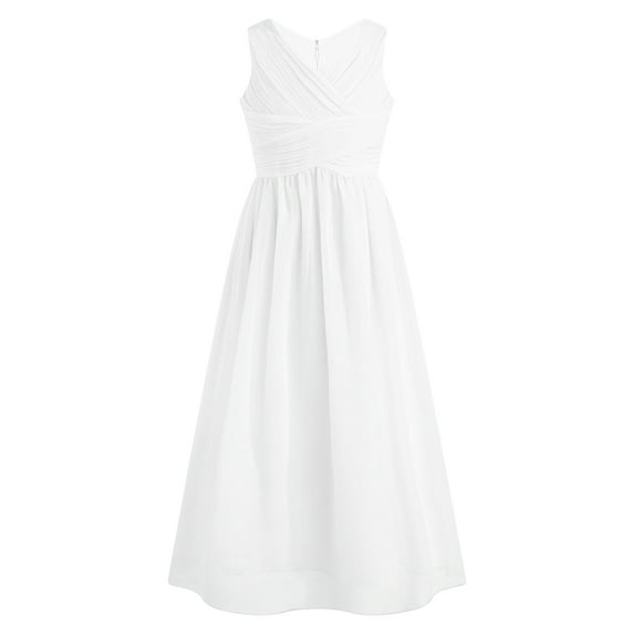 YONGHS Kids Girls Long Chiffon Dress Bridesmaid Wedding Pageant Party Formal Gown 6-12