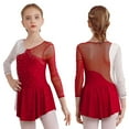 thumbnail image 1 of YONGHS Kids Girls Long Sleeve Ballet Dance Figure Ice Skating Dress Burgundy 12, 1 of 7