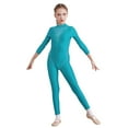 thumbnail image 1 of YONGHS Kids Girls Long Sleeve Full Body Unitard Gymnastics Jumpsuit Stretch Leotard Bodysuit Catsuit Blue Green 12, 1 of 7