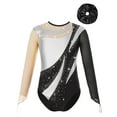 thumbnail image 1 of YONGHS Kids Girls Long Sleeve Gymnastic Leotard One Piece Bodysuit with Hair Scrunchie Silver&Black 14, 1 of 5