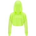 thumbnail image 1 of YONGHS Kids Girls Long Sleeve Hooded Sweatshirt Jazz Hip Hop Dance Performance Crop Top Fluorescent Green 16, 1 of 6