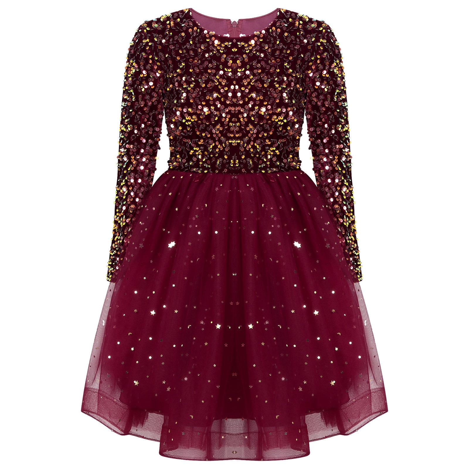 princess polly baby blue dress Burgundy Sequin Long Sleeve Mini Dress main image 1