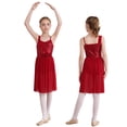 thumbnail image 1 of YONGHS Kids Girls Lyrical Dance Dress Sequins Irregular Straps Latin Jazz Modern Dancewear Burgundy 12, 1 of 7