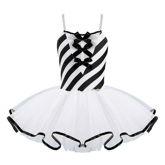 YONGHS Kids Girls Mesh Ballet Tutu Dress Figure Ice Skating Leotard Christmas Dancing Costume Black 14