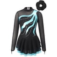 thumbnail image 1 of YONGHS Kids Girls Mesh Splice Figure Ice Skating Dress Ballet Dance Leotard Dress with Hair Band Lake Green 6, 1 of 7