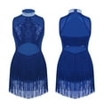 thumbnail image 1 of YONGHS Kids Girls Mesh Tassel Hem Dance Leotard Samba Jazz Tap Latin Salsa Costume Royal Blue 12, 1 of 5