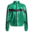 thumbnail image 1 of YONGHS Kids Girls Metallic Bomber Jacket Coat Zipper Hip Hop Jazz Modern Dance Top Outerwear Green 14, 1 of 7