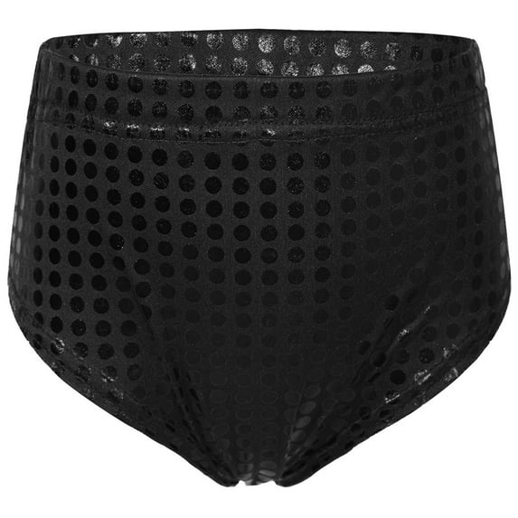 YONGHS Kids Girls Metallic Shorts Sparkly Dance Briefs Cheerleading Dance Stage Performance Bottom Hot Pant Black 5-6