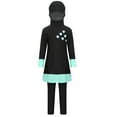 thumbnail image 1 of YONGHS Kids Girls Muslim Swimsuit Swimwear Rash Guard Hijab Burkini Tankini with Pants Bathing Suit Black 8-10, 1 of 7