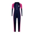 thumbnail image 1 of YONGHS Kids Girls One Piece Rash Guard Swimsuit Long Sleeve Water Sport Surfing Diving Swimwear Navy Blue 5-6, 1 of 7