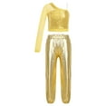 thumbnail image 1 of YONGHS Kids Girls One Shoulder Crop Top with Metallic Harem Pants Hip Hop Ballet Dance Outfits Gold 16, 1 of 7