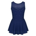 thumbnail image 1 of YONGHS Kids Girls Rhinestone Ballet Dance Leotard Figure Ice Skating Tutu Dress 6-16 Navy Blue 14, 1 of 7